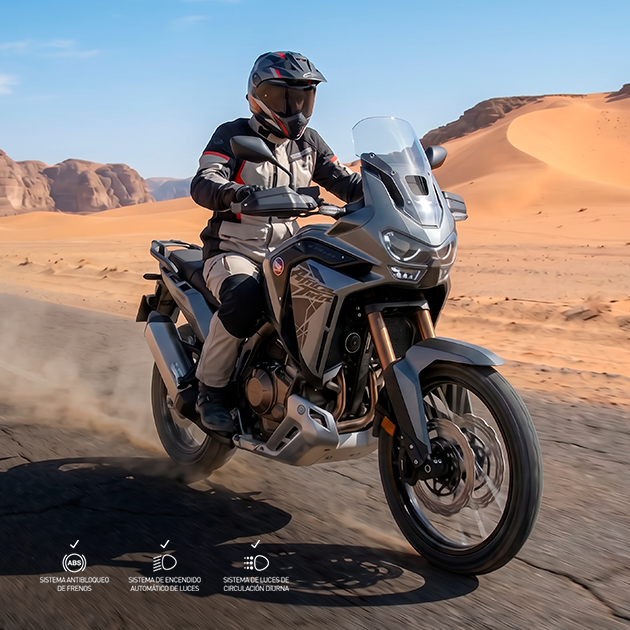 moto de aventura african twin gris